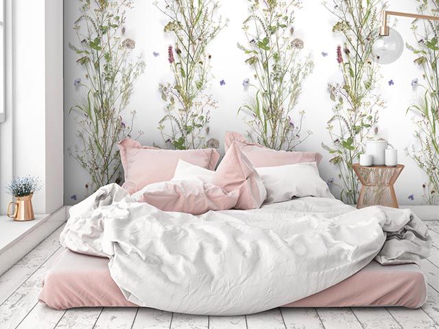 pink bedroom with floral wallpaper woodchip - the top spring summer trends for 2020 - inspiration - goodhomesmagazine.com
