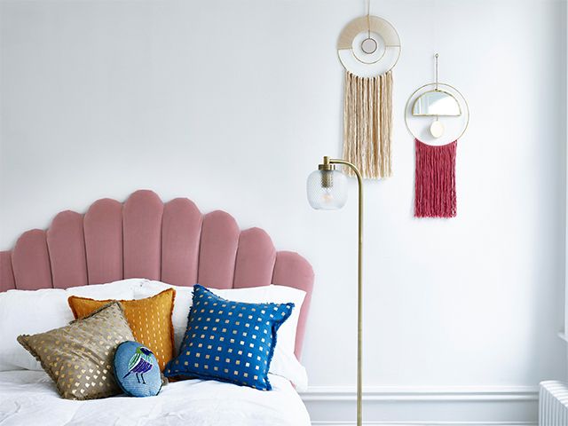 pink velvet bed oliver bonas - spring interior trends from Oliver Bonas - inspiration - goodhomesmagazine.com