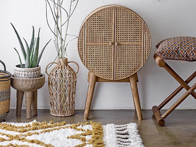 rattan cabinet natural materials living room - the top spring summer trends for 2020 - inspiration - goodhomesmagazine.com