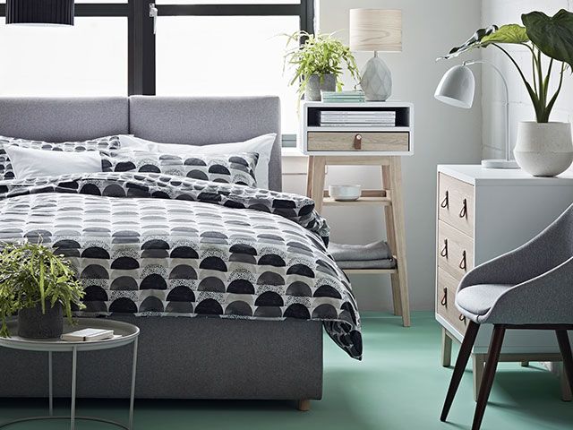 modern scandi bedroom with storage bed divan - goodhomesmagazine.com