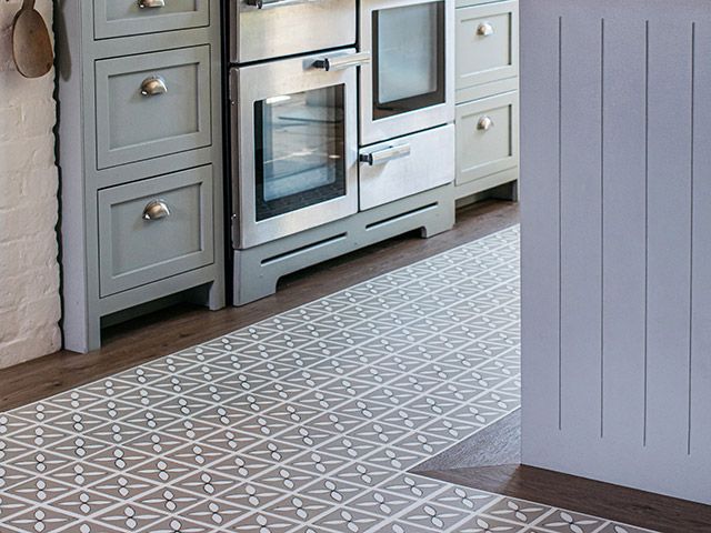 Harvey Maria Lattice Seedpod kitchen floor runner style around the kitchen 