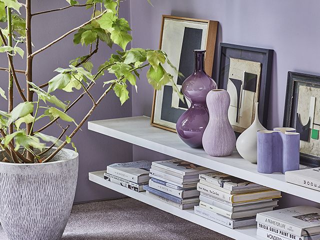 lilac living room styling - inspiration - goodhomesmagazine.com 