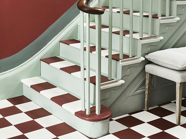 Paint a chequerboard effect on your stairs