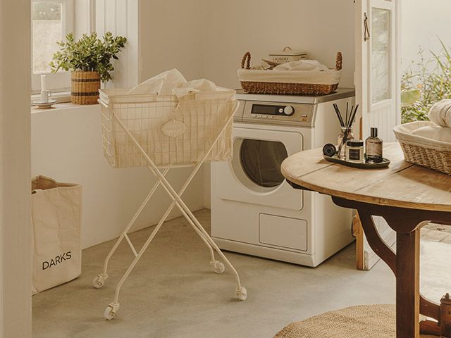 zara home laundry collection with basket and washing machine - shopping - goodhomesmagazine.com