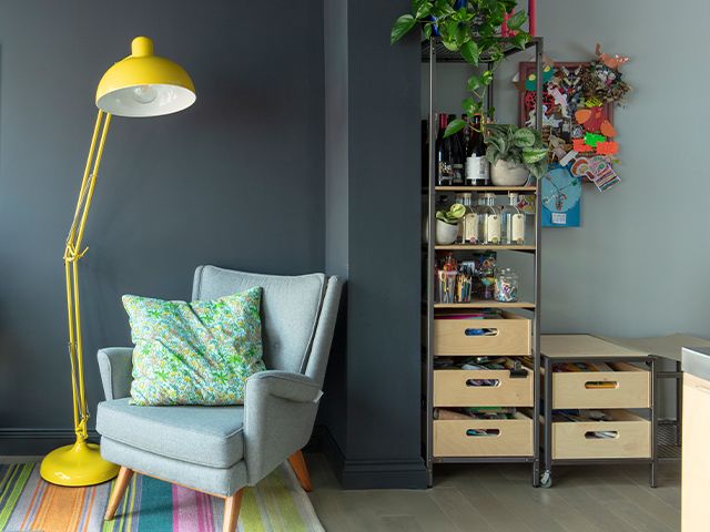 colourful reading nook - take a tour of this colourful kitchen-diner - home tours - goodhomesmagazine.com