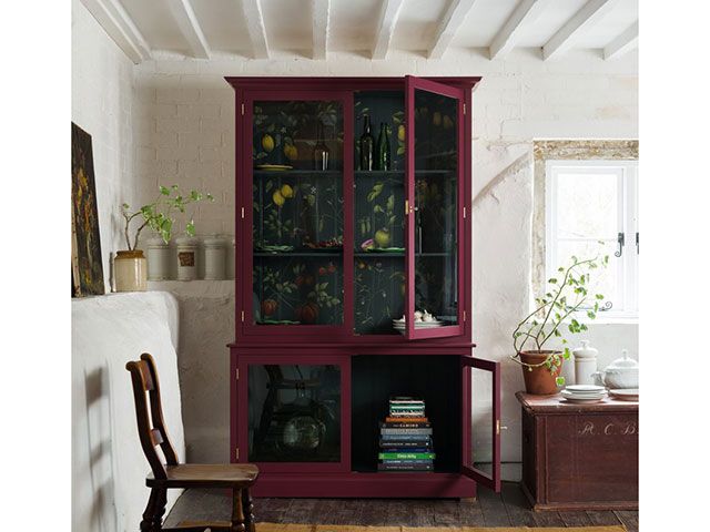 devol potager cabinet in red with painted interior - goodhomesmagazine.com