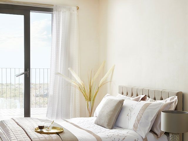 light bedroom with voile curtain - goodhomesmagazine.com
