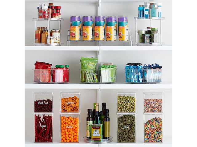 kitchen storage in clear boxes - goodhomesmagazine.com