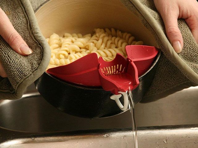 easy pot drainer gadget for kitchen - goodhomesmagazine.com