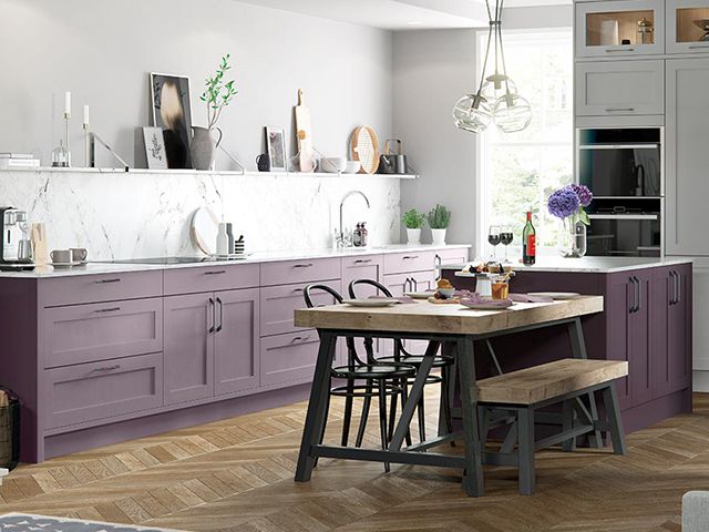 kitchen with purple cabinets - inspiration - goodhomesmagazine.com