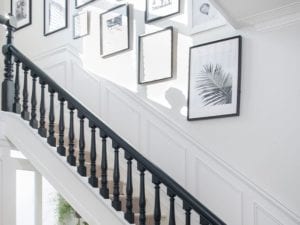 monochrome panelled stairway - how to transform your stairs - hallway - goodhomesmagazine.com