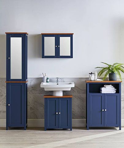 navy bathroom cabinets - 6 of the best storage solutions for decluttering - inspiration - goodhomesmagazine.com