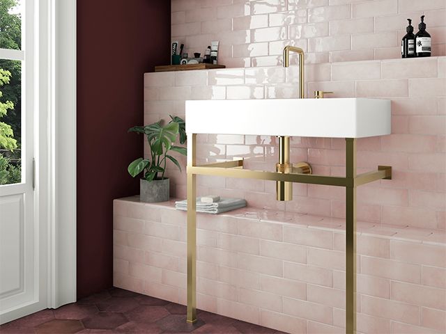 pink and gold bathroom tiles - the top bathroom renovations that will add value to your home - bathroom - goodhomesmagazine.com