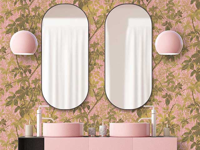 pink wallpaper bathroom - the hottest kitchen and bathroom trends for 2020 - bathroom - goodhomesmagazine.com