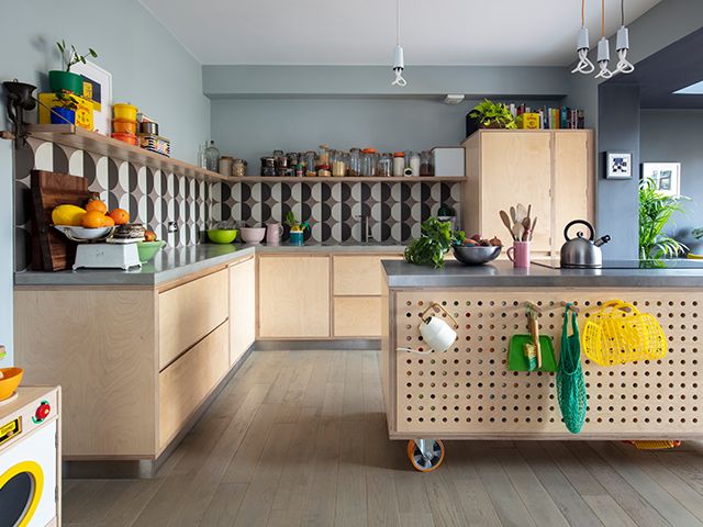 plywood colourful kitchen - take a tour of this colourful kitchen-diner - home tours - goodhomesmagazine.com