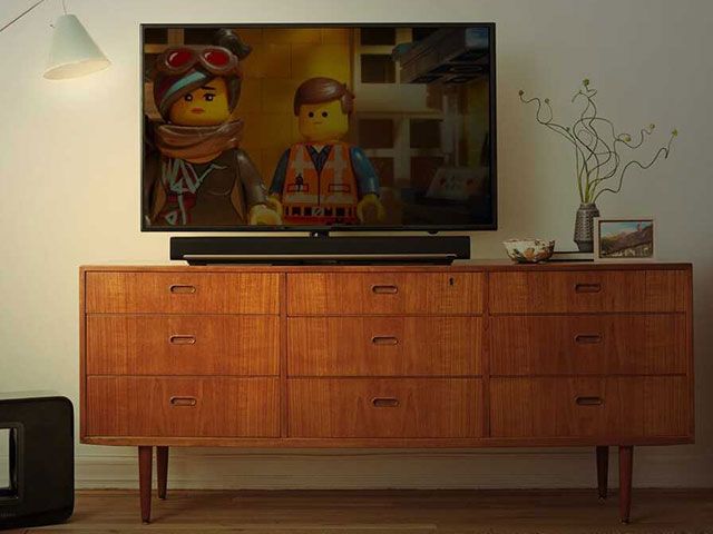 tv playing lego movie with surround sound - goodhomesmagazine.com 