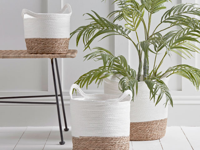 storage baskets white and natural