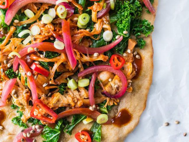 vegan bbq pizza with vegetables - goodhomesmagazine.com