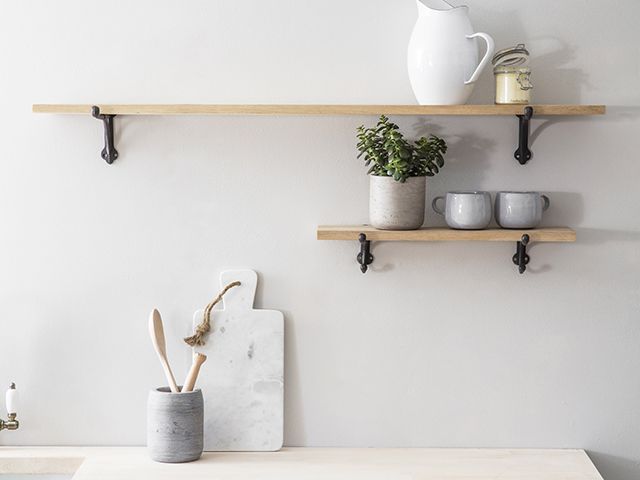 kitchen shelving with iron brackets - goodhomesmagazine.com 