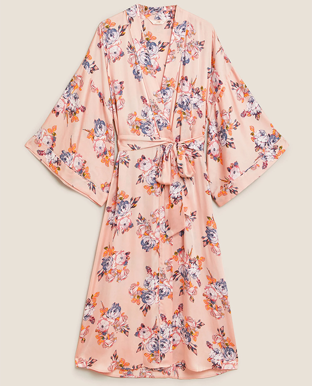 Satin Floral Print Long Dressing Gown, £35, M&S | Good Homes Magazine