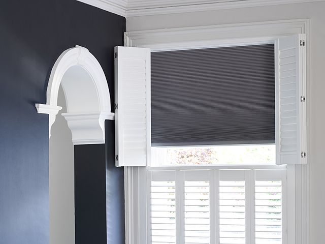 bedroom shutters fitted with a blind on the interior - thomas sanderson - goodhomesmagazine.com