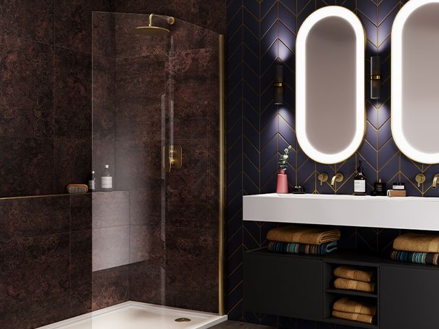 black and gold bathroom scheme - how to use black in your bathroom - bathroom - goodhomesmagazine.com