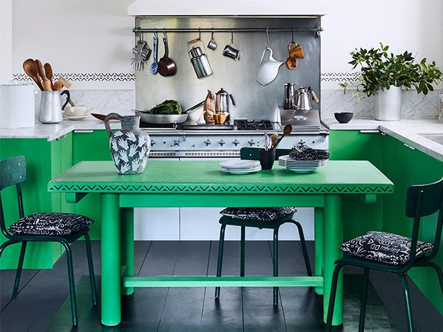 bright green kitchen cupboards - ideas for decorating your kitchen with green - kitchen - goodhomesmagazine.com