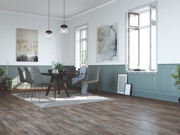 dining area with table chairs wood style flooring