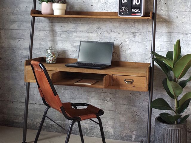 ladder desk - home office ideas for small spaces - home office - goodhomesmagazine.com