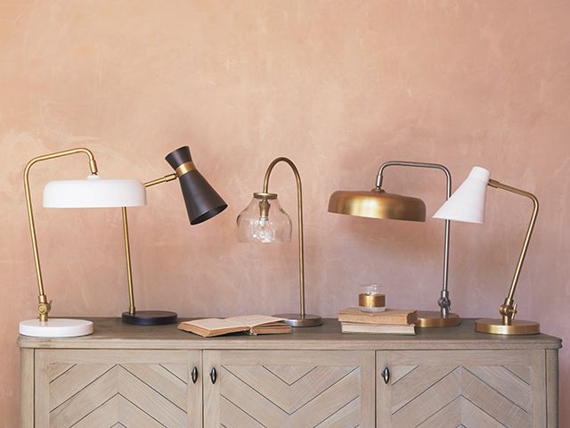 line of gold desk lamps - 6 of the best statement desk lamps - home office - goodhomesmagazine.com