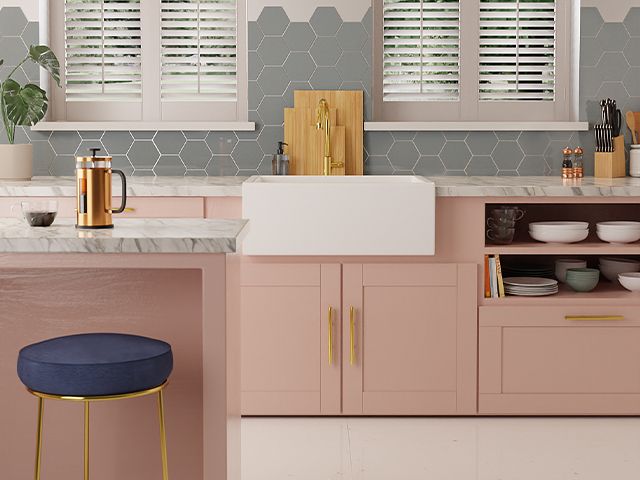 pastel pink shaker kitchen - 5 ways to update your kitchen for less than £100 - kitchen - goodhomesmagazine.com