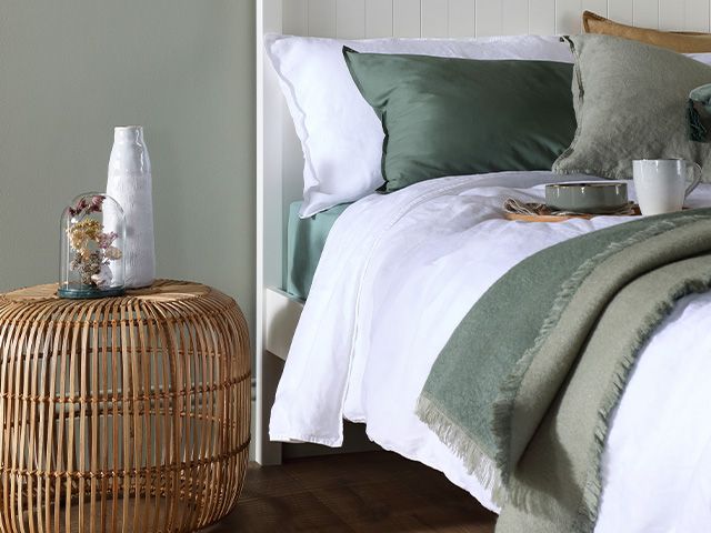 rattan bedside table - 6 country bedroom styling ideas - bedroom - goodhomesmagazine.com