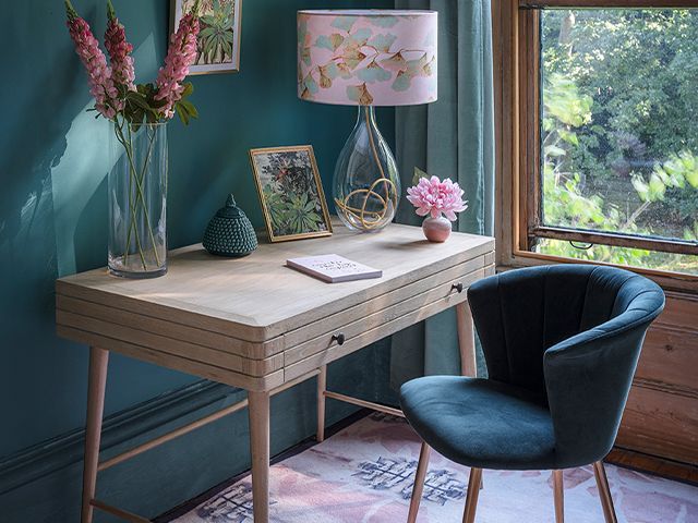 teal office space - top tips on how to be productive when working from home - home office - goodhomesmagazine.com