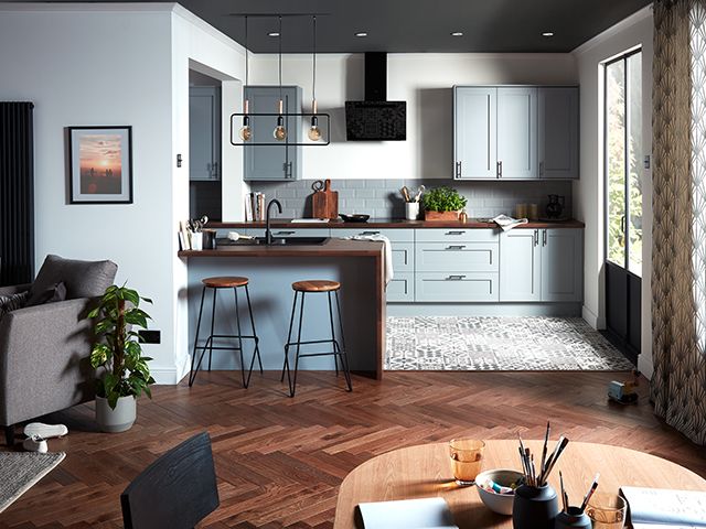 tiled kitchen floor - how to update your kitchen with patterned tiles - kitchen - goodhomesmagazine.com