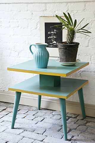 annie sloan side table project - how to update a Mid-Century side table - inspiration - goodhomesmagazine.com