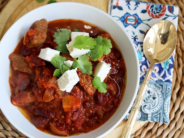 chunky beef chilli recipe - 5 dinner recipes you can batch cook - kitchen - goodhomesmagazine.com