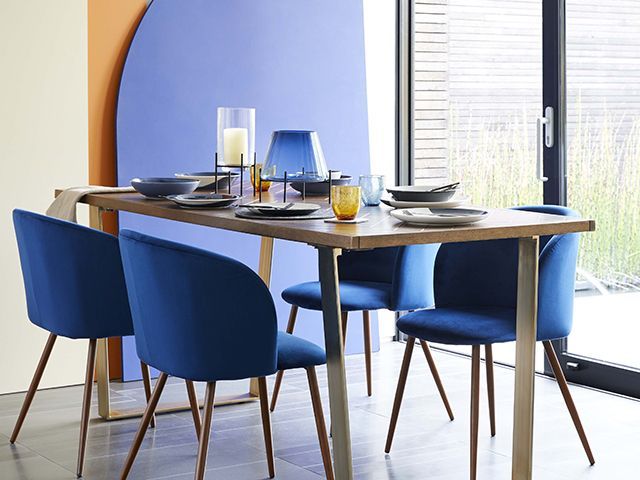 dunelm blue accent dining room