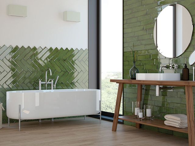 green tiled bathroom - these 9 easy changes can add £50,000 to the value of your home - inspiration - goodhomesmagazine.com