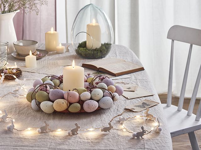 Lights4fun Easter table styling and an Easter wreath
