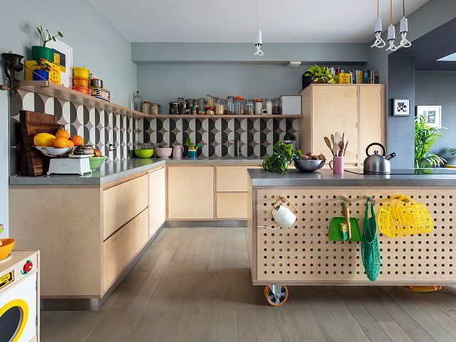 plywood colourful kitchen - sustainable kitchens - goodhomesmagazine.com