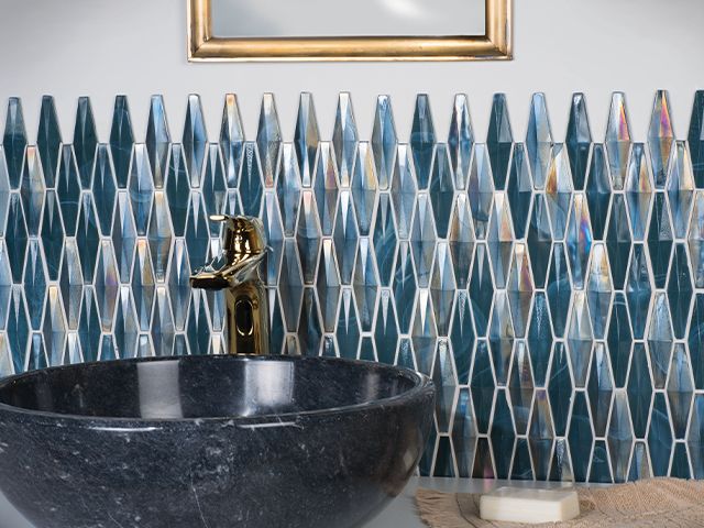 blue splashback - how to make your bathroom look more expensive - bathroom - goodhomesmagazine.com