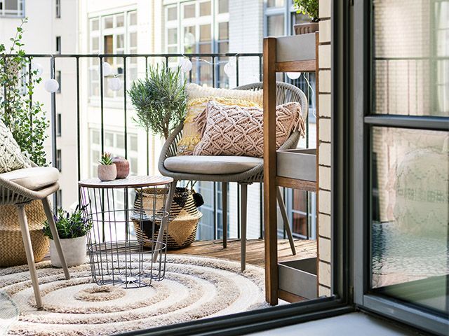 boho balcony styling - take a tour of this lockdown friendly balcony - inspiration - goodhomesmagazine.com