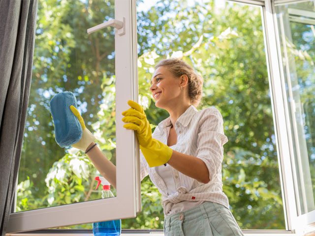 cleaning the windows