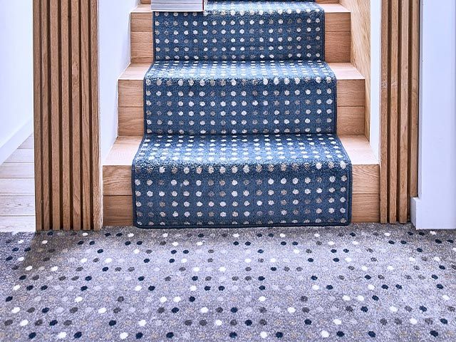 contrast polka dot carpet - 4 new and stylish ways to use carpet - inspiration - goodhomesmagazine.com