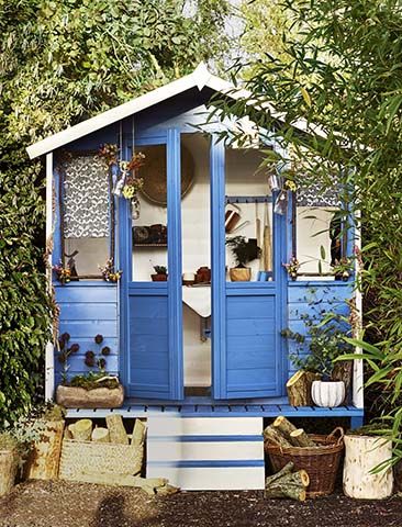 cuprinol blue shed - 5 top tips for updating your garden shed - garden - goodhomesmagazine.com