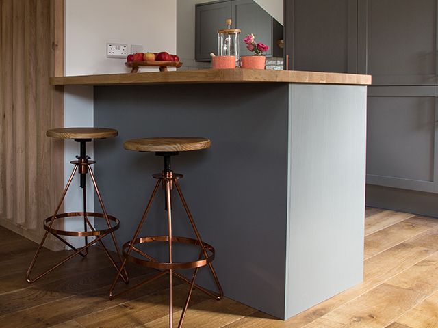 metallic industrial bar stools - industrial kitchen: 7 stylish additions - kitchen - goodhomesmagazine.com