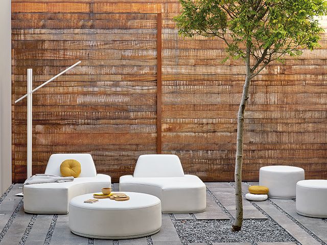 minimalist garden seating - 6 stylish garden seating areas on Instagram - garden - goodhomesmagazine.com