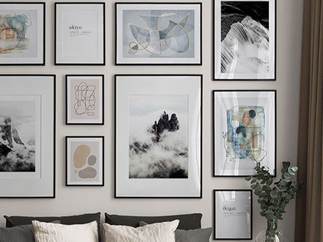 neutral gallery wall - 5 ways to add wow factor to your interiors - inspiration - goodhomesmagazine.com