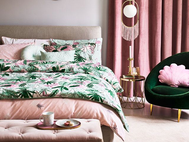 pink velvet bedroom - pink bedroom styling tips for a grown-up space - inspiration - goodhomesmagazine.com