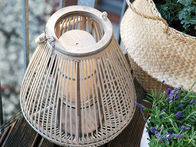 rattan lantern on balcony - take a tour of this lockdown friendly balcony - inspiration - goodhomesmagazine.com